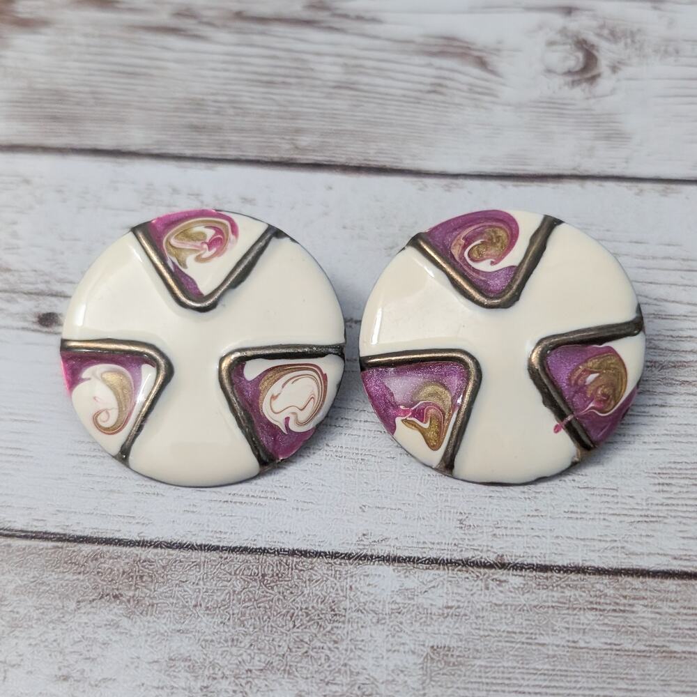 Vintage Stud Earrings For Pierced Ears Retro Circular Extra Large